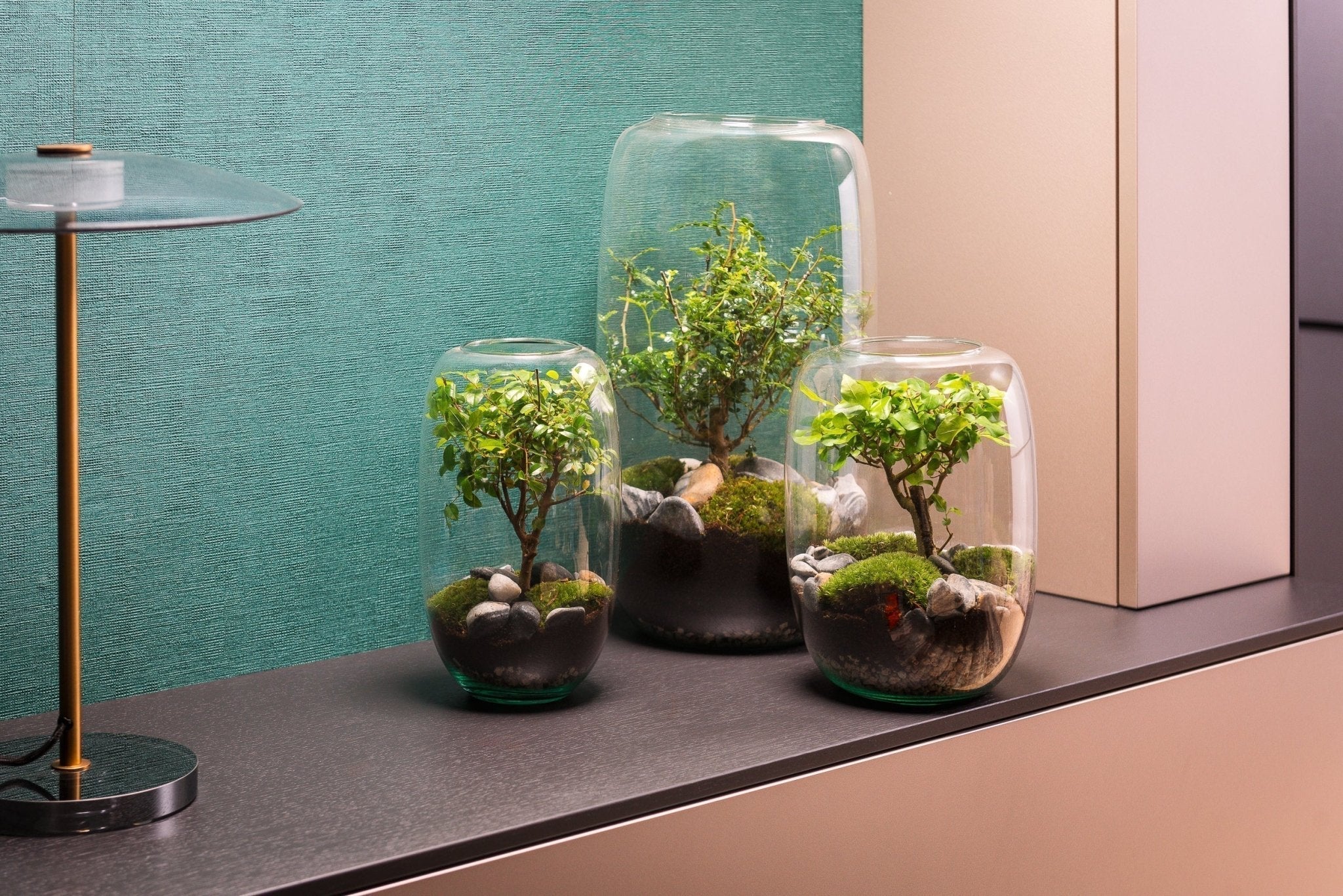 Exclusief design met handgeblazen terrariums