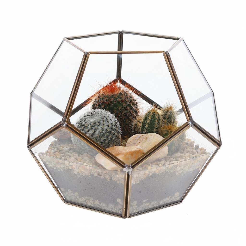 Cactus in geometrisch open terrarium