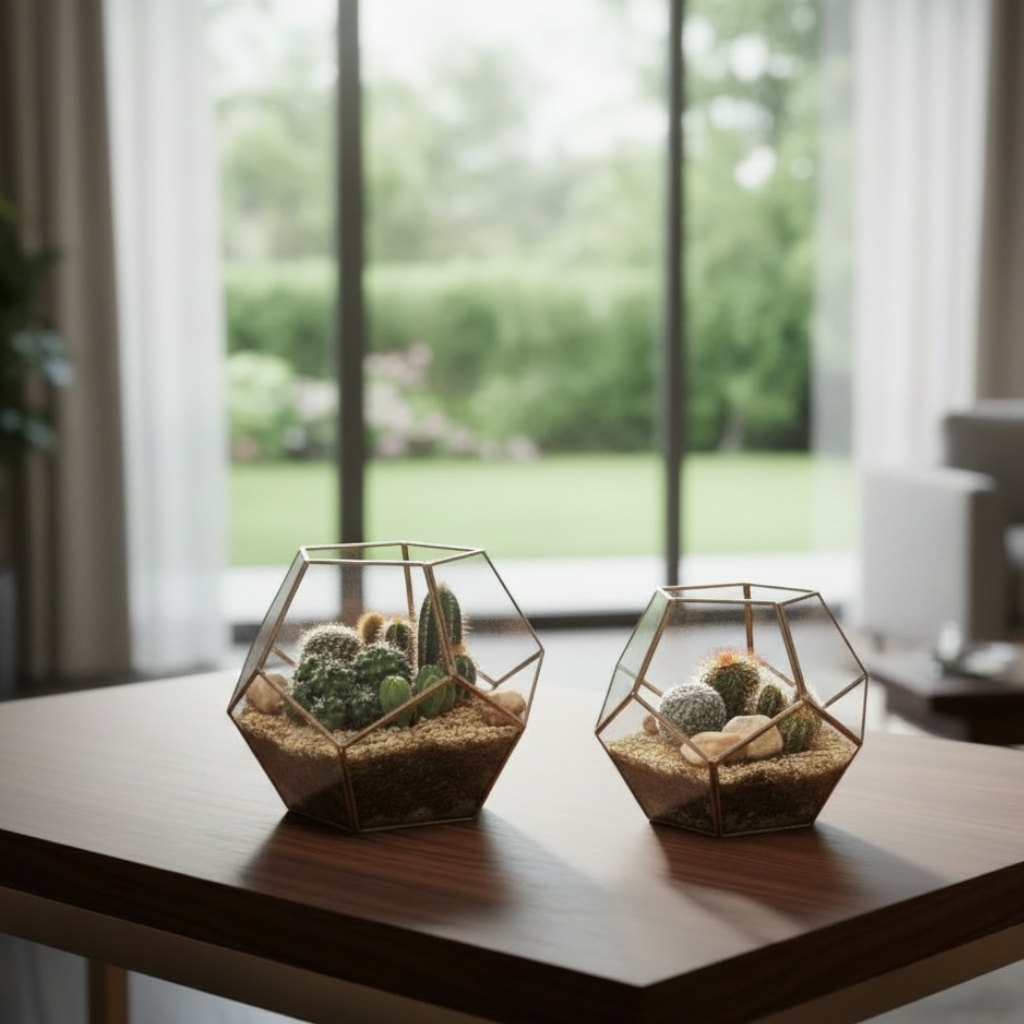 Cactus in geometrisch terrarium