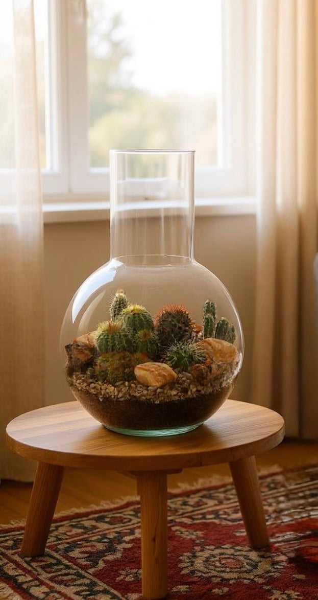 Cactuses in open terrarium Suzanne