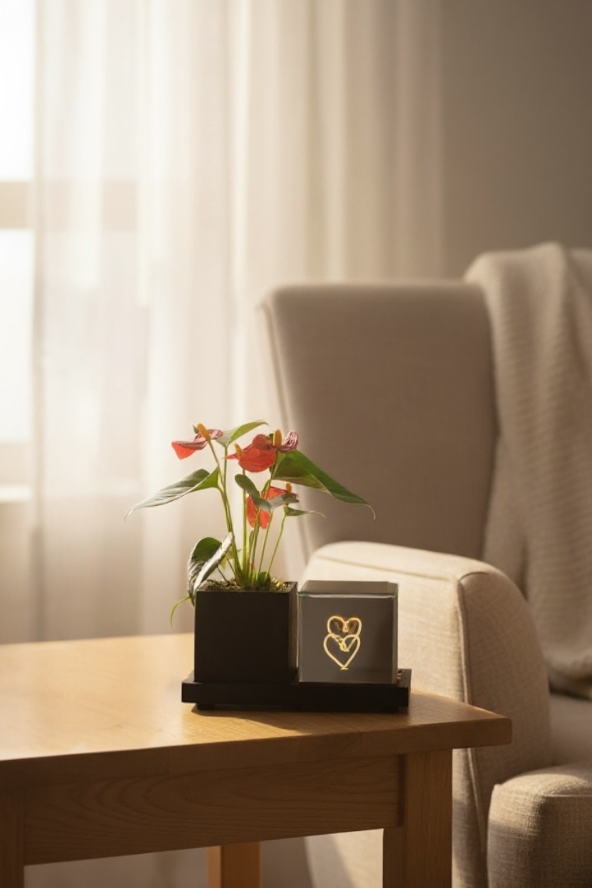 Hart led met Anthurium in planter