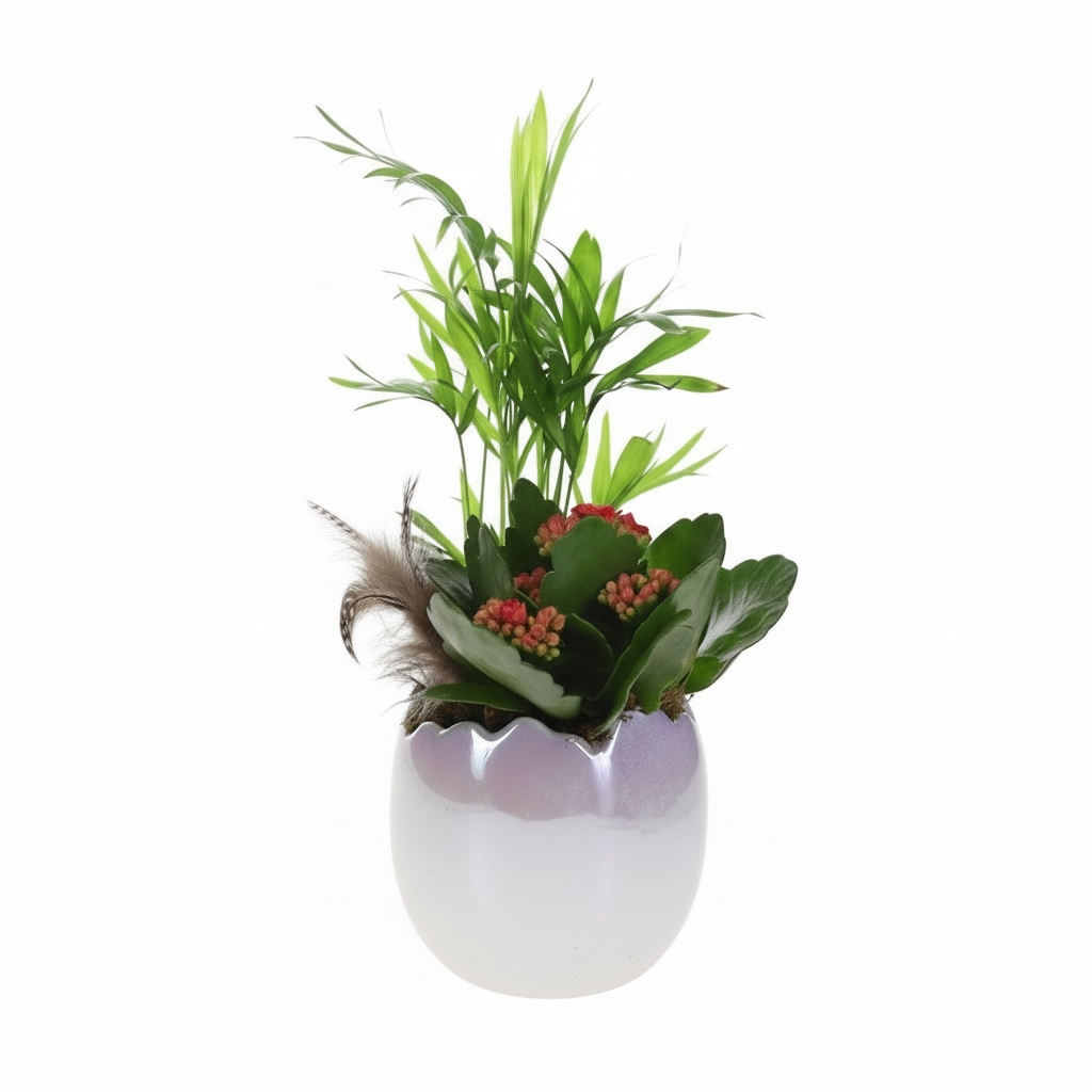 Paars EI met planten