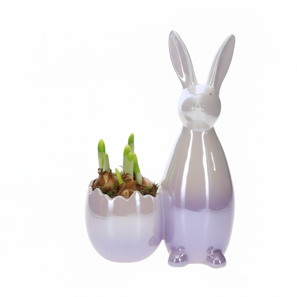 Paashaas decoratie met Narcis Paars