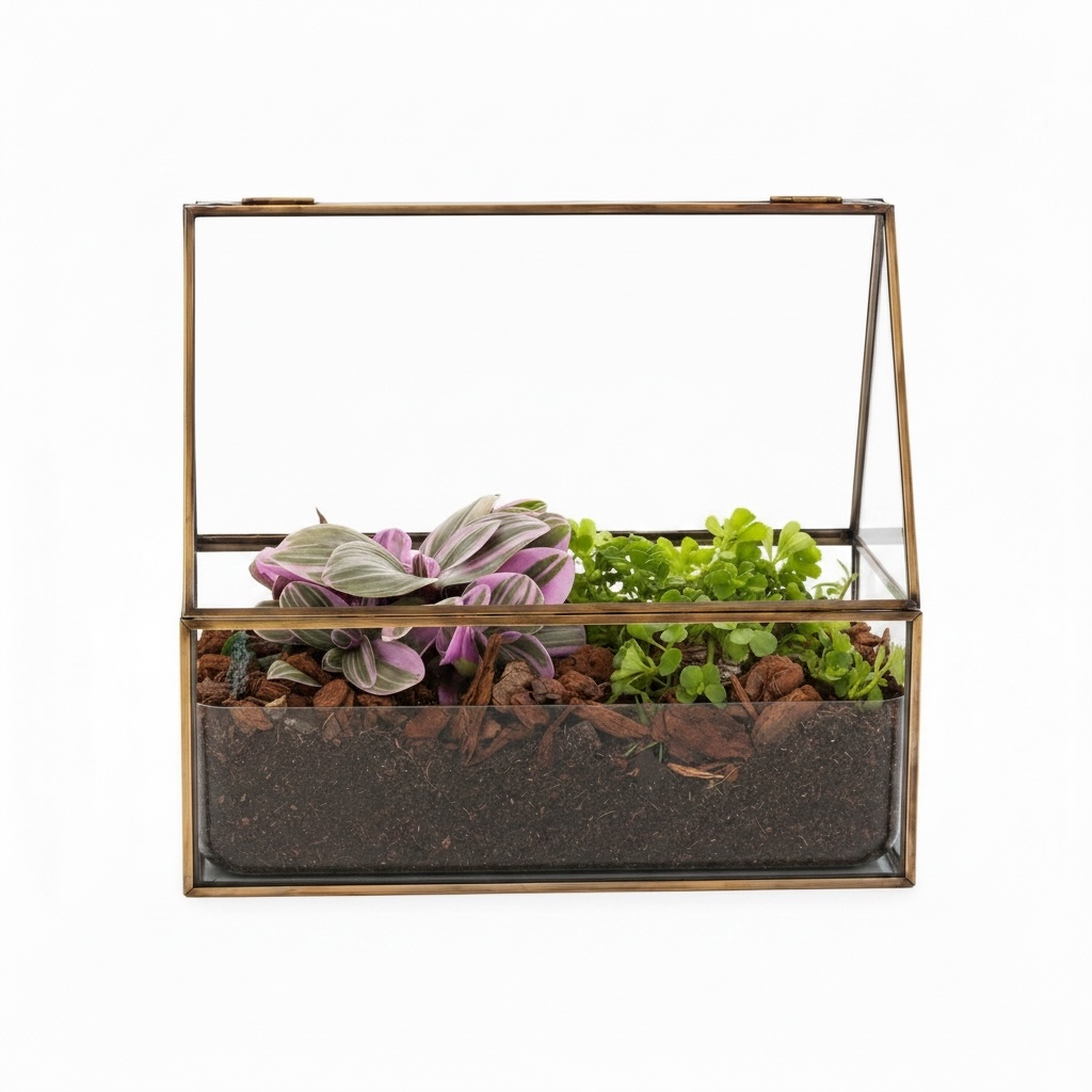 Groenplantjes in Semi-terrarium glazen huisje