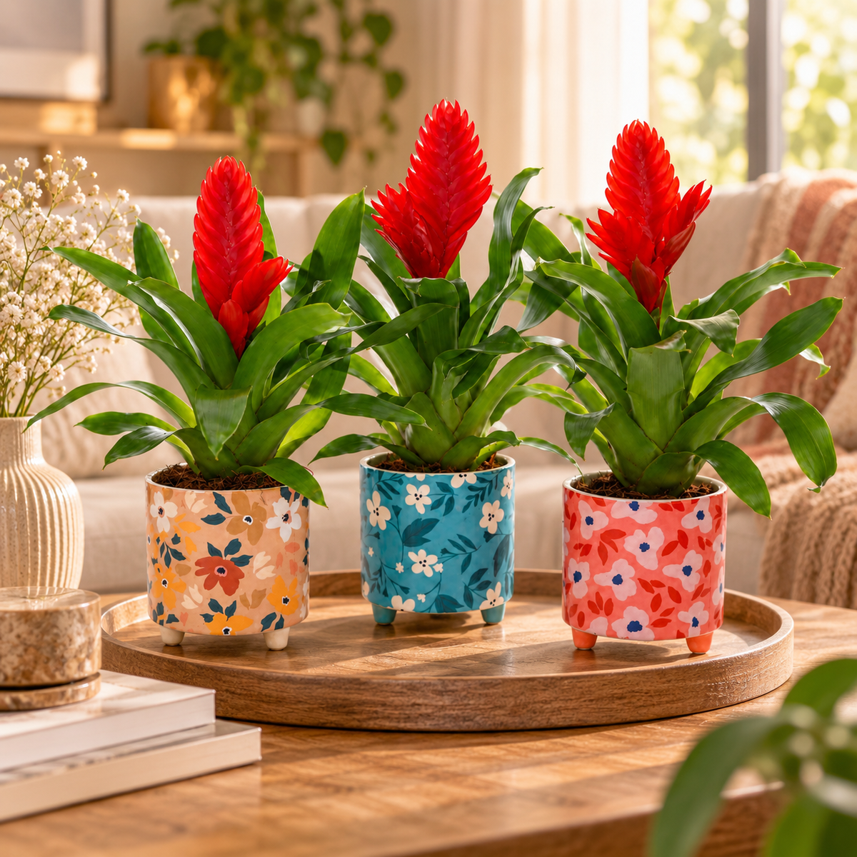 Bromelia Vriesea in bloemetjes pot