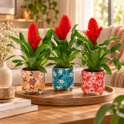 Bromelia Vriesea in bloemetjes pot