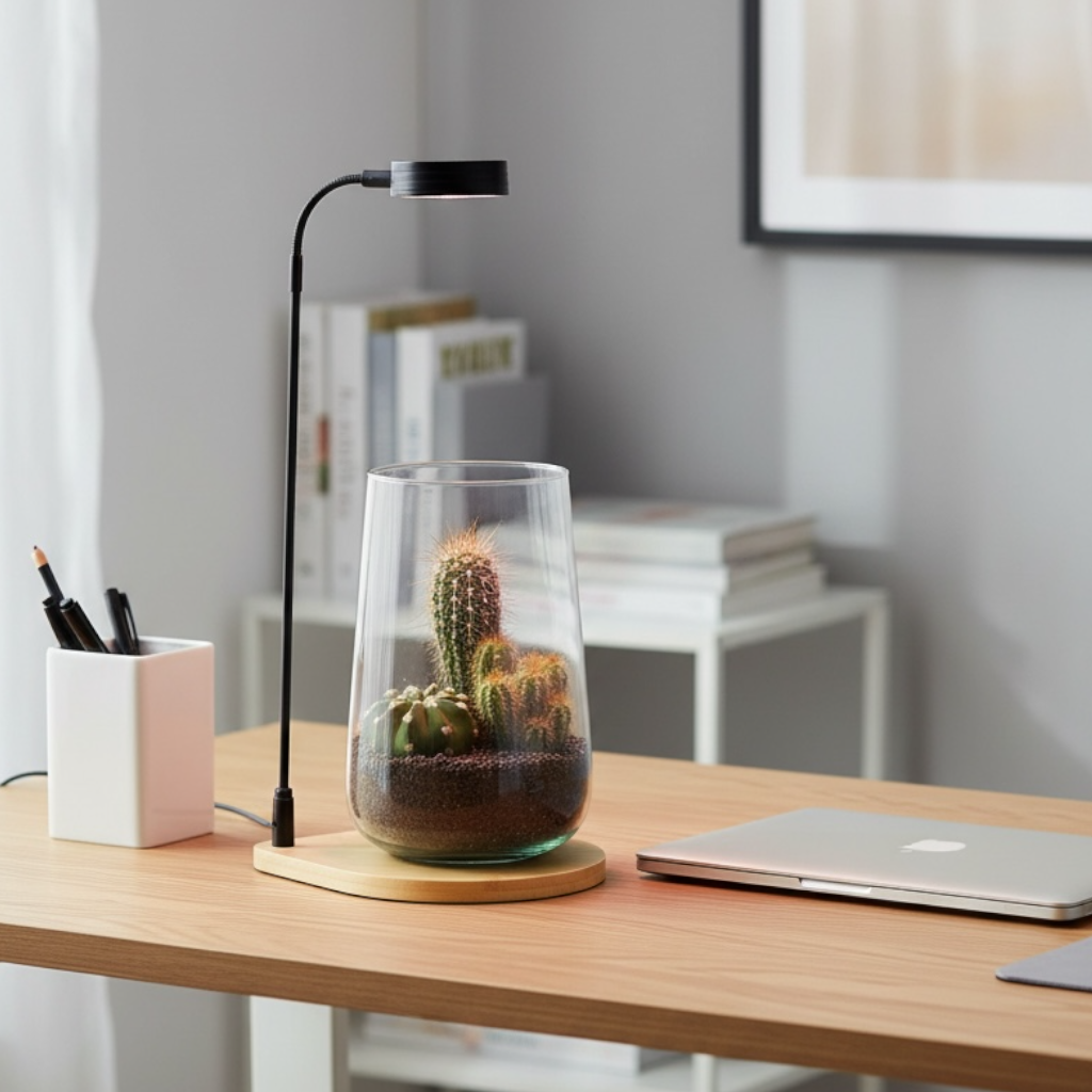 Cactus Deline with Bamboo plateau LED lamp