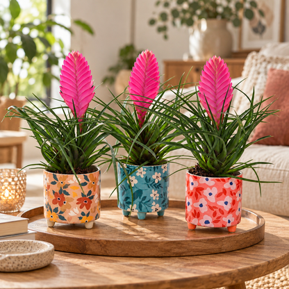Bromelia Tillandsia in bloemetjes pot