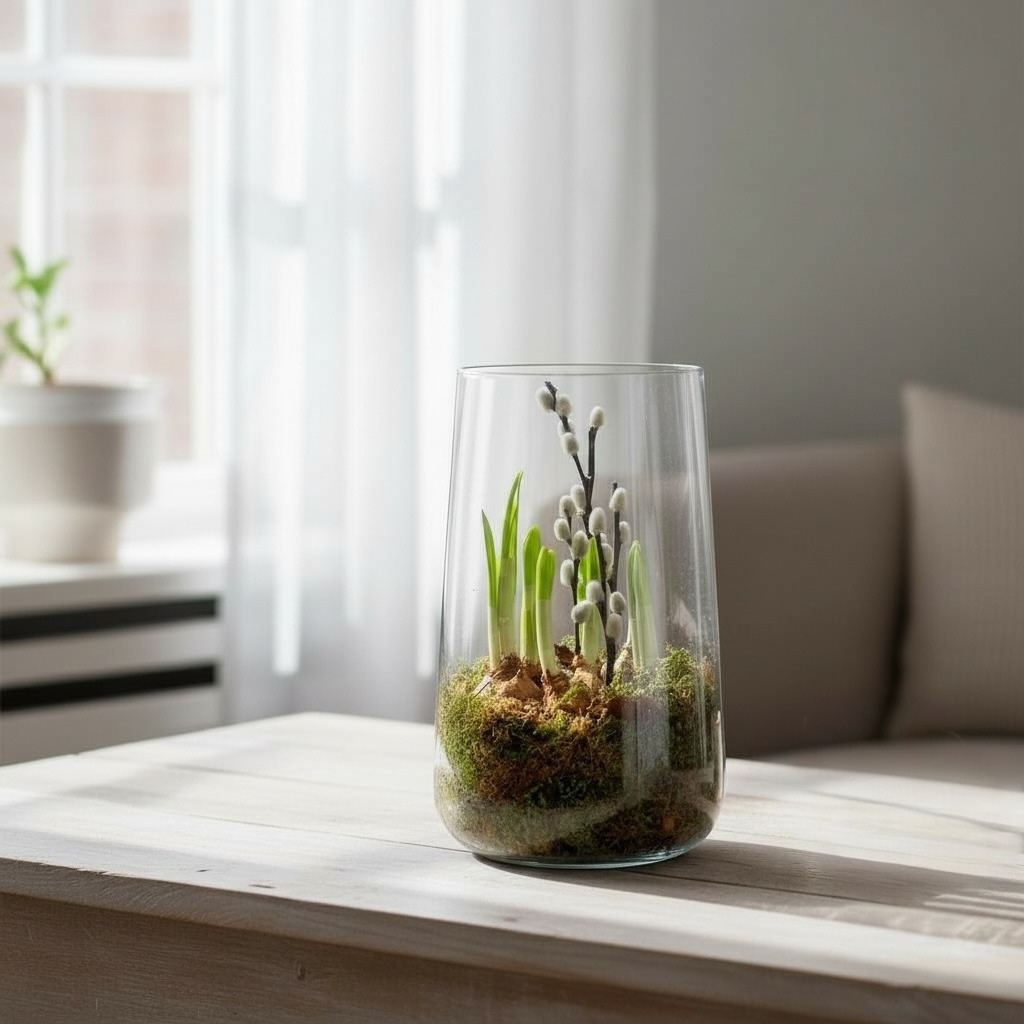 Vaas terrarium met narcis