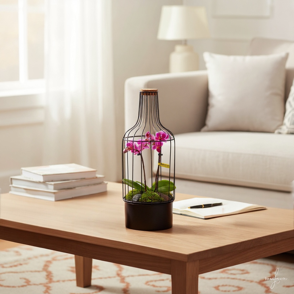 Orchidee in Flasche Metall