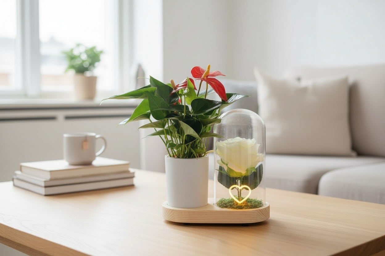 Anthurium in Rosa Amore – LED Heart