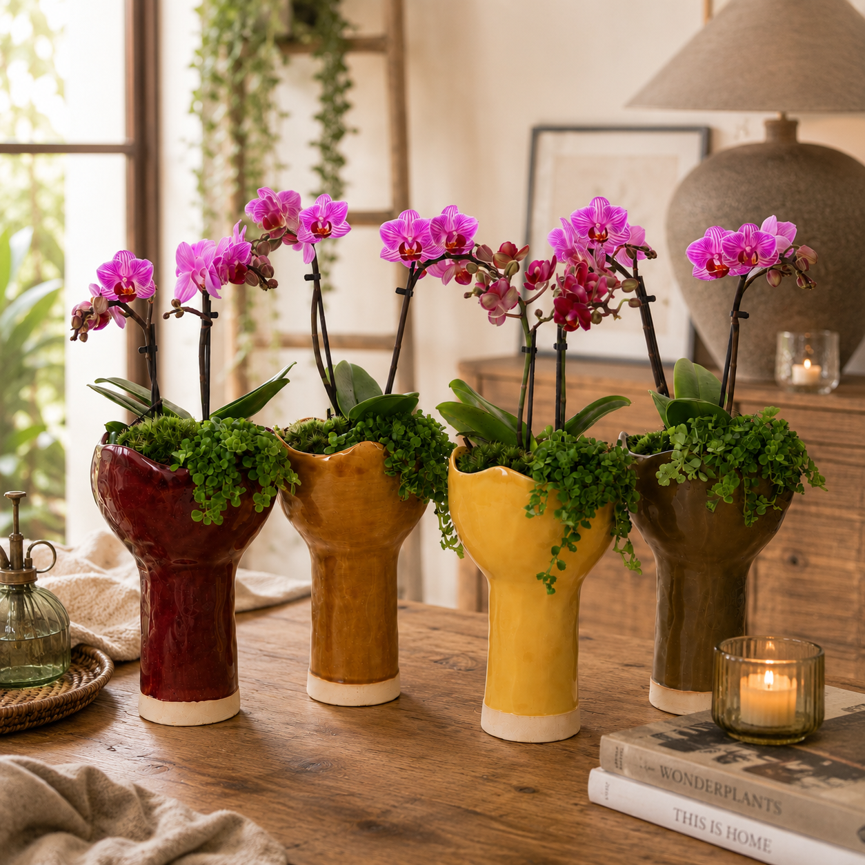 Orchidee in keramieken pot