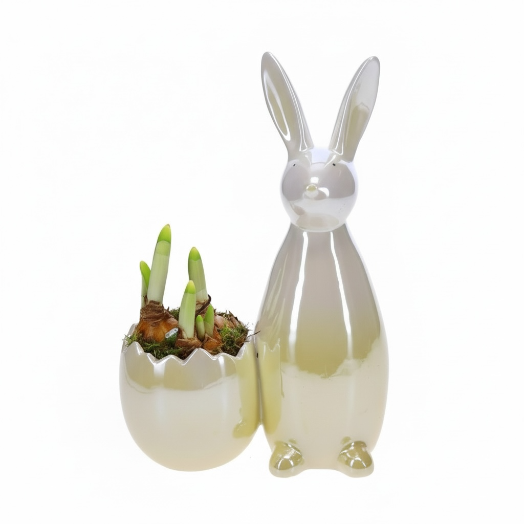 Paashaas decoratie met Narcis Geel