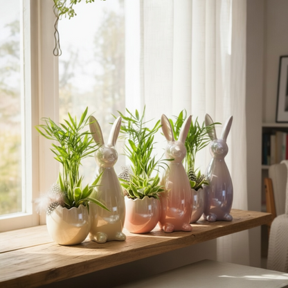 Paashaas met groenplanten