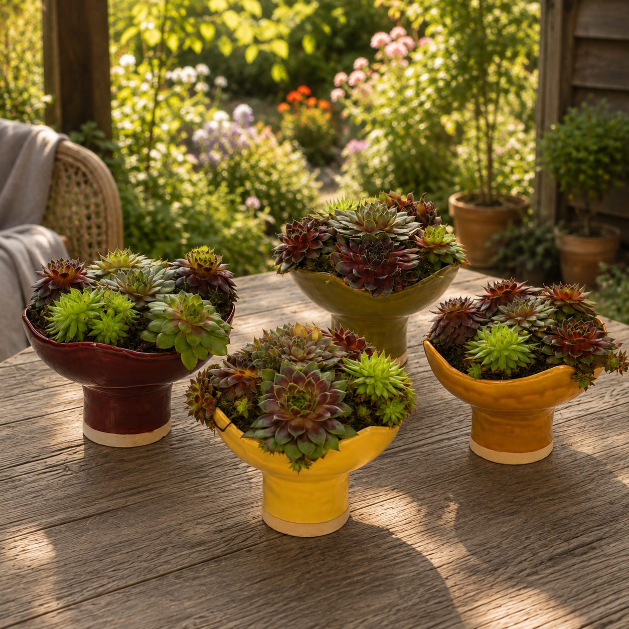 Sempervivum in Keramieken Schaal