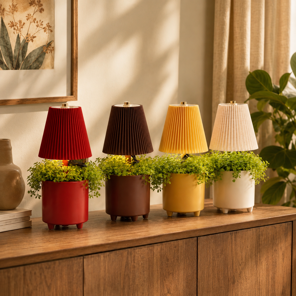 Tafellamp met plant 4 kleuren