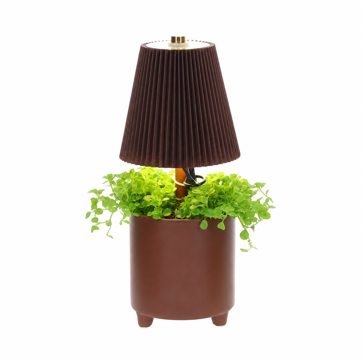 Tafellamp met plant bruin