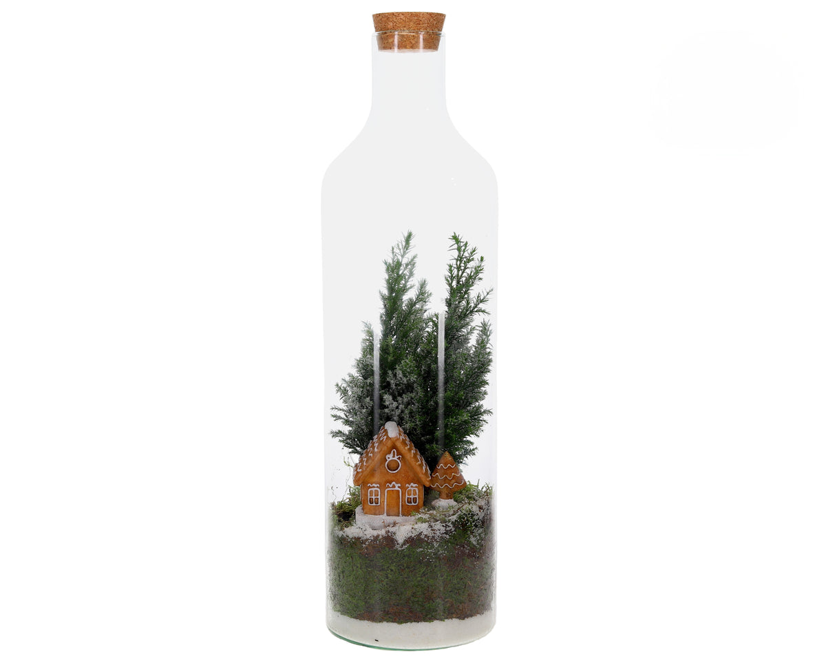 Terrarium Bottle Kersthuisje L
