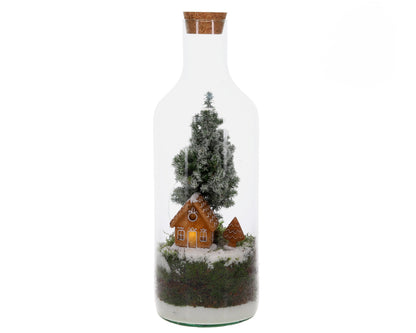 Terrarium Bottle Kersthuisje M