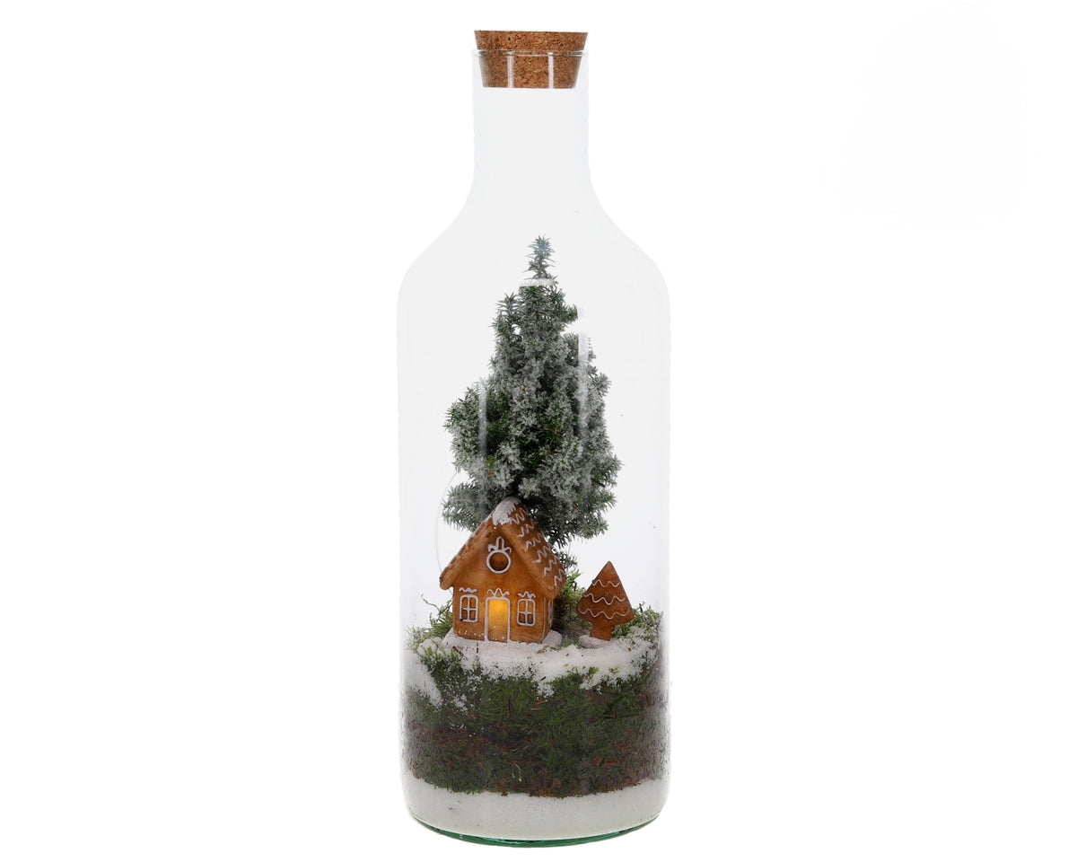 Terrarium Bottle Kersthuisje M