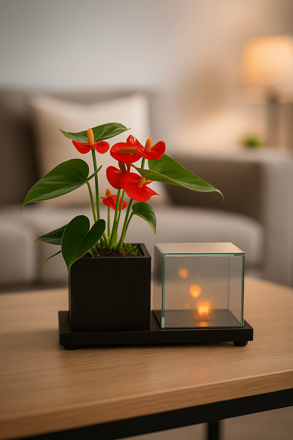 Lighting Planter Anthurium – Sfeerverlichting & Bloeiend Groen - The Green Bottle Garden