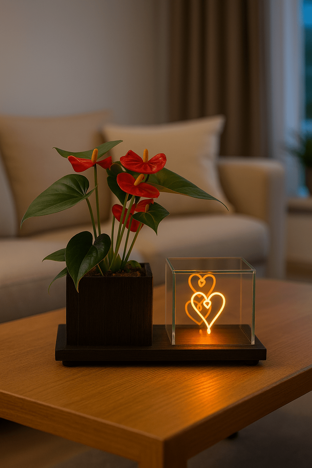 Lighting Planter Anthurium – Sfeerverlichting & Bloeiend Groen - The Green Bottle Garden