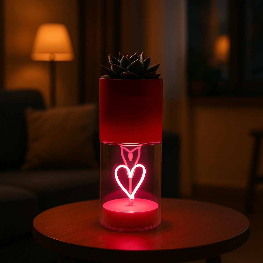 Love Green – LED Hartje & Cactus - The Green Bottle Garden